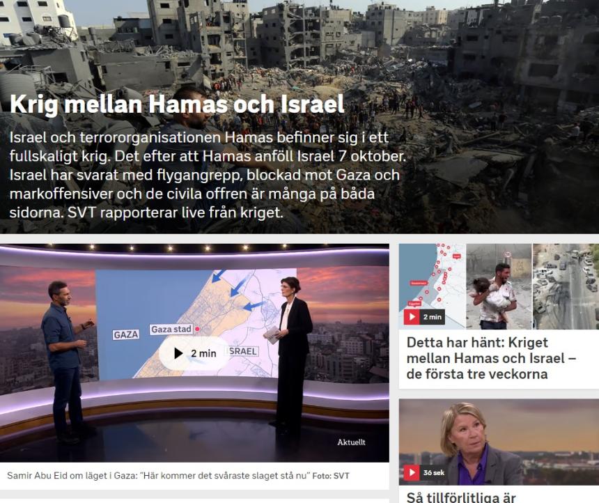 Krig mellan Hamas och Israel.